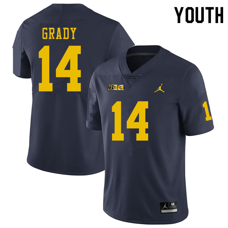 Youth #14 Kyle Grady Michigan Wolverines College Football Jerseys Sale-Navy